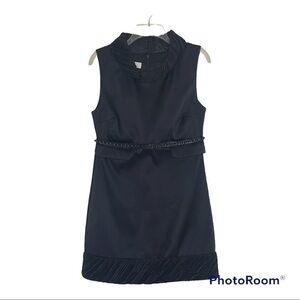 By Melene Birger Retro Black Leather Detail Sleeveless Mini Dress Sz 36 US 4